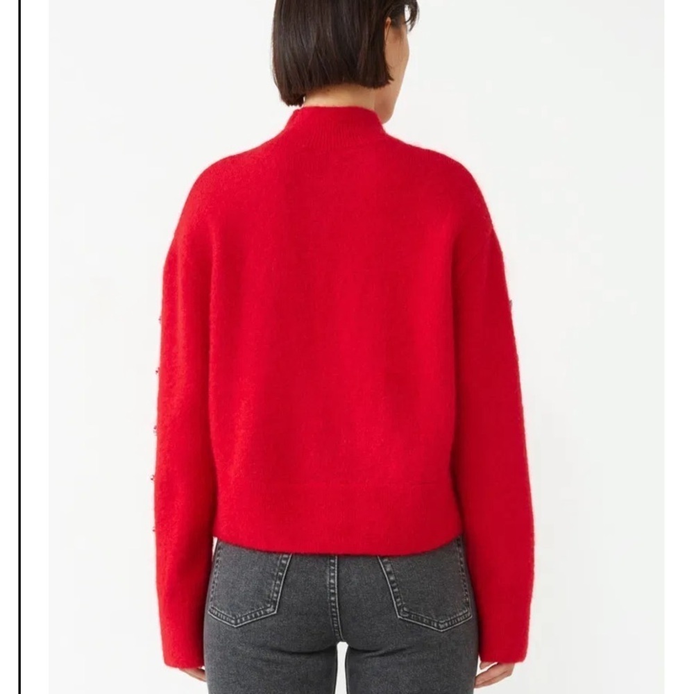 NWT & Other Stories Red Mohair Wool Rhinestone Cropped Sweater XS - Picture 6 of 11